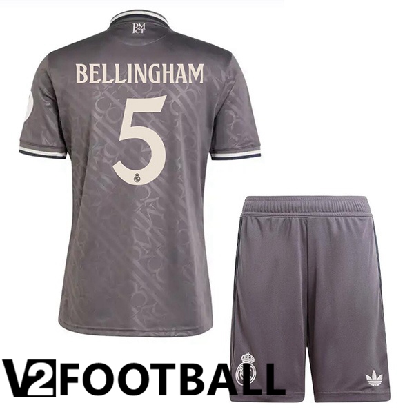 Real Madrid (Bellingham 5) Kids Third Soccer Shirt Grey 2024/2025