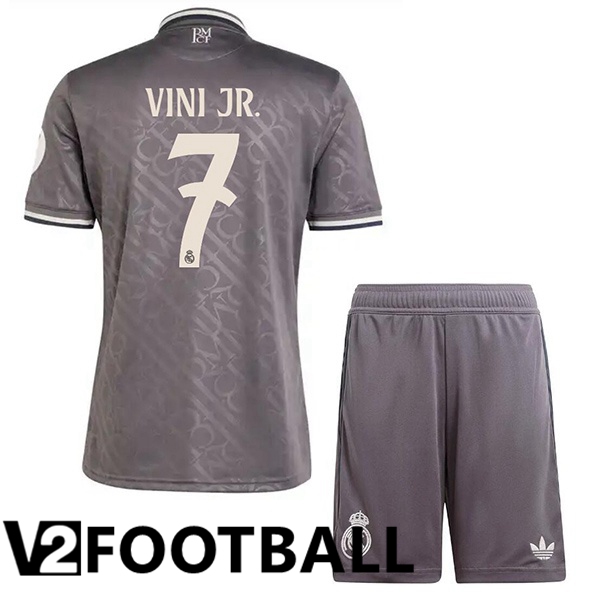 Real Madrid (Vini Jr. 7) Kids Third Soccer Shirt Grey 2024/2025