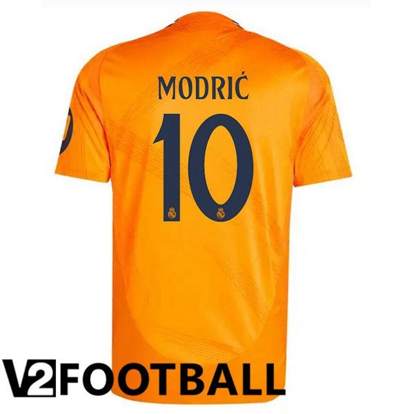 Real Madrid (Modrić 10) Away Soccer Shirt Orange 2024/2025