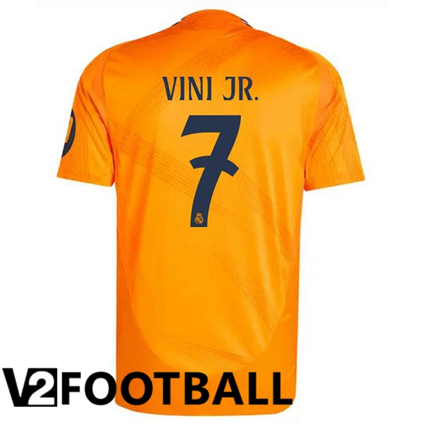 Real Madrid (Vini Jr. 7) Away Soccer Shirt Orange 2024/2025