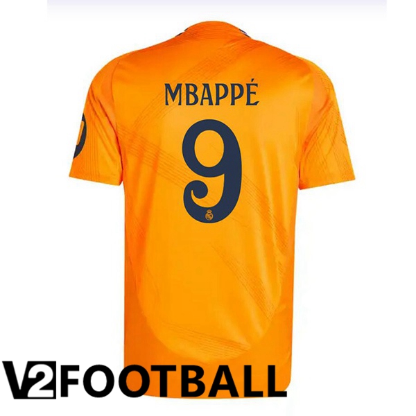 Real Madrid (Mbappé 9) Away Soccer Shirt Orange 2024/2025