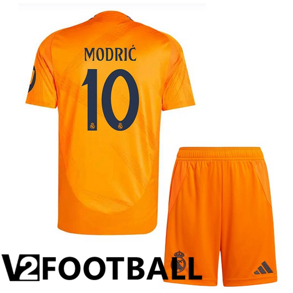 Real Madrid (Modrić 10) Kids Away Soccer Shirt Orange 2024/2025