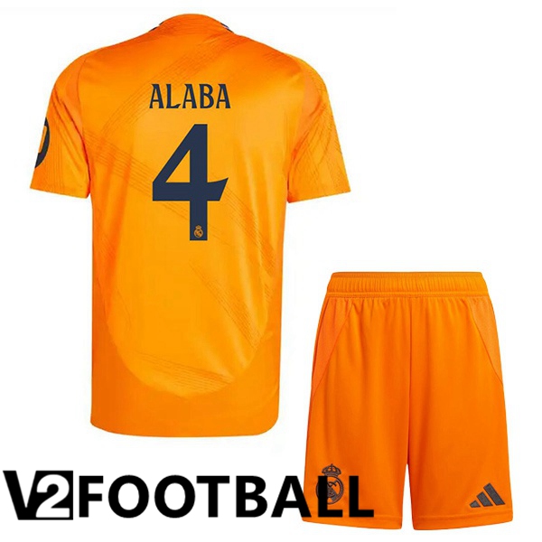 Real Madrid (Alaba 4) Kids Away Soccer Shirt Orange 2024/2025