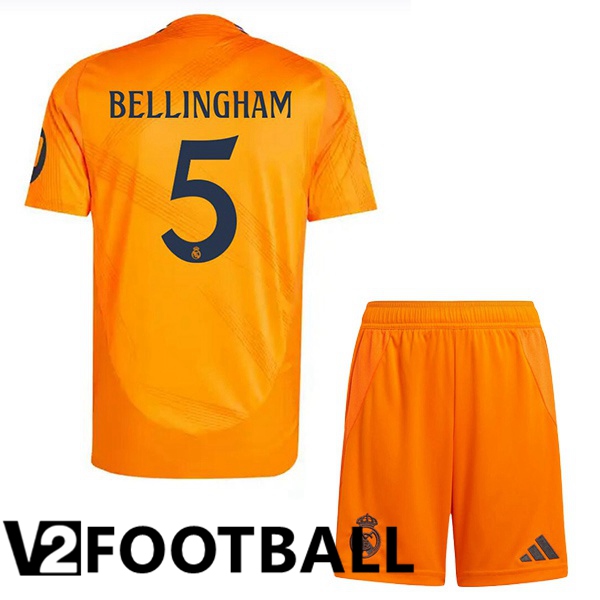 Real Madrid (Bellingham 5) Kids Away Soccer Shirt Orange 2024/2025