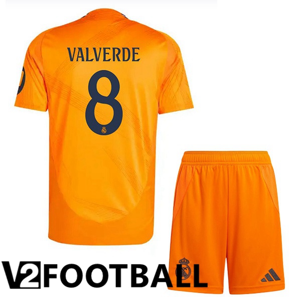 Real Madrid (Kroos 8) Kids Away Soccer Shirt Orange 2024/2025