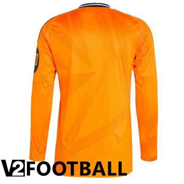 Real Madrid Away Soccer Shirt Long sleeve Orange 2024/2025