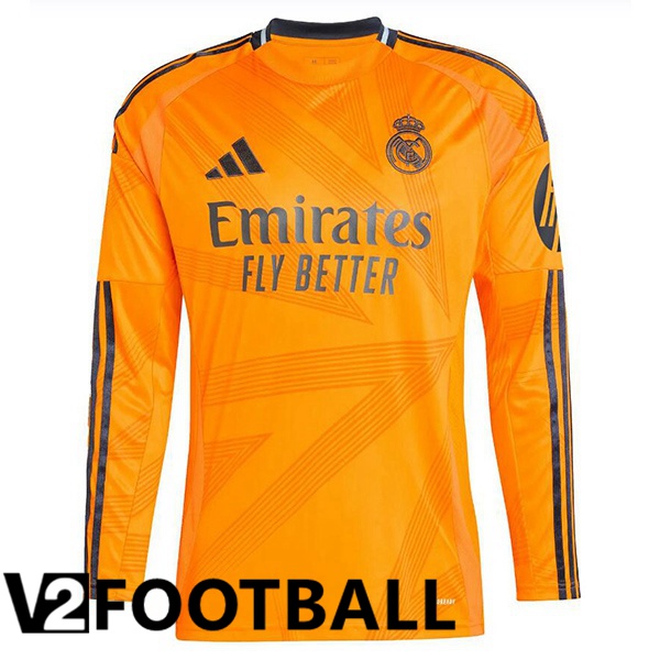 Real Madrid Away Soccer Shirt Long sleeve Orange 2024/2025