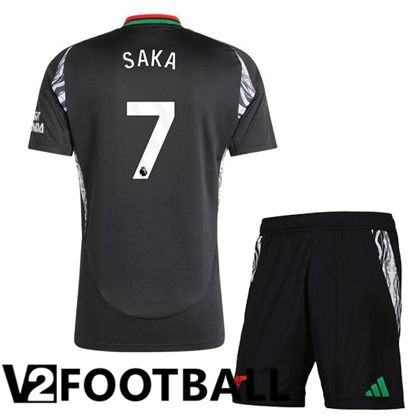 Arsenal (SAKA 7) Kids Away Soccer Shirt Black 2024/2025