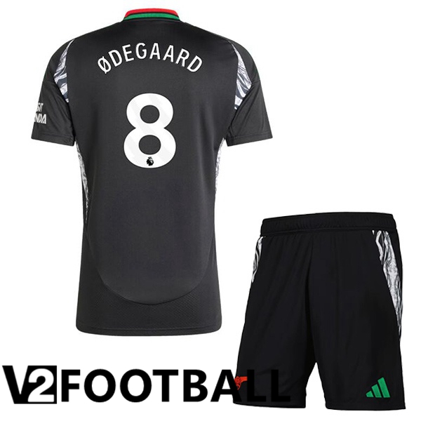 Arsenal (ØDEGAARD 8) Kids Away Soccer Shirt Black 2024/2025