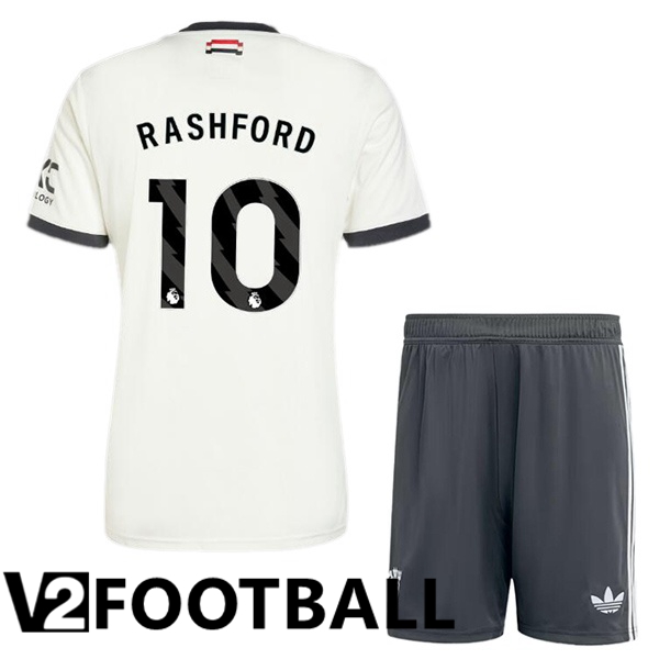 Manchester United (Rashford 10) Kids Third Soccer Shirt White 2024/2025