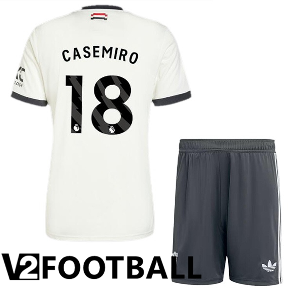 Manchester United (Casemiro 18) Kids Third Soccer Shirt White 2024/2025