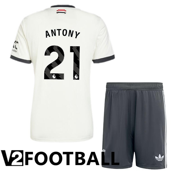 Manchester United (Antony 21) Kids Third Soccer Shirt White 2024/2025