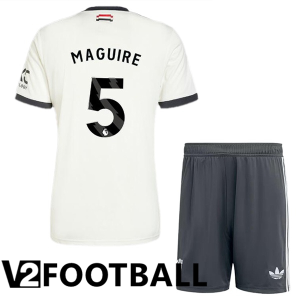 Manchester United (Maguire 5) Kids Third Soccer Shirt White 2024/2025