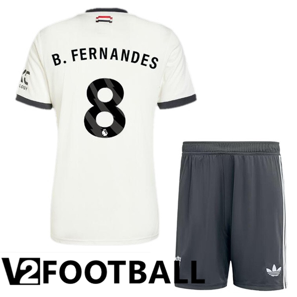 Manchester United (B.Fernandes 8) Kids Third Soccer Shirt White 2024/2025