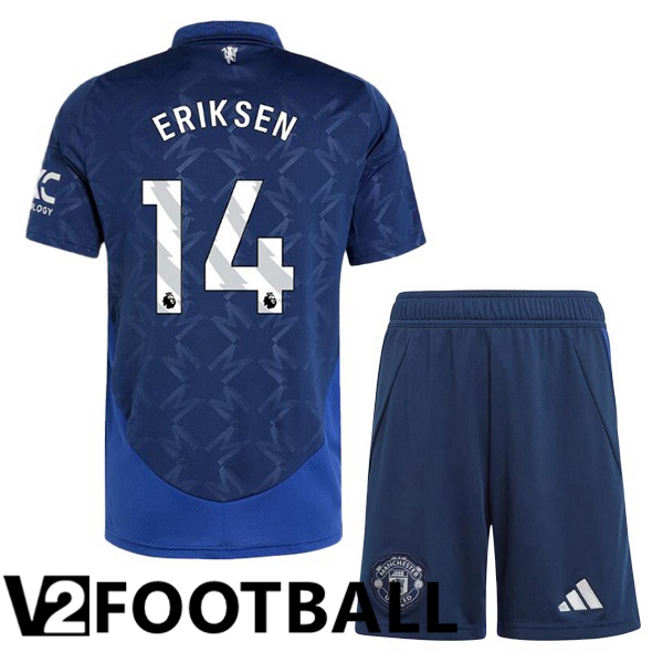 Manchester United (Eriksen 14) Kids Away Soccer Shirt Blue 2024/2025