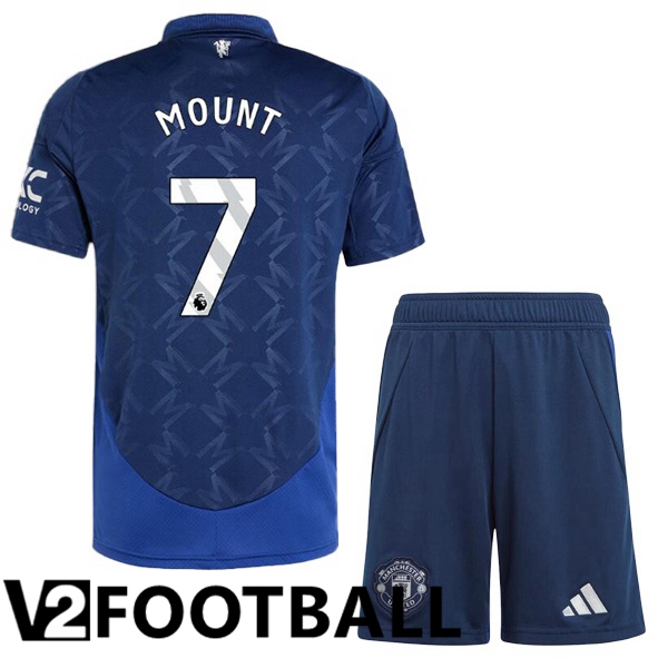 Manchester United (Mount 7) Kids Away Soccer Shirt Blue 2024/2025