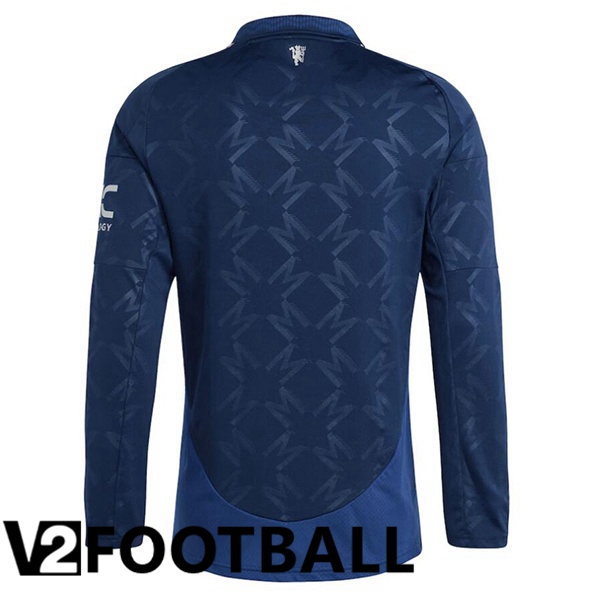 Manchester United Away Soccer Shirt Long sleeve Blue 2024/2025