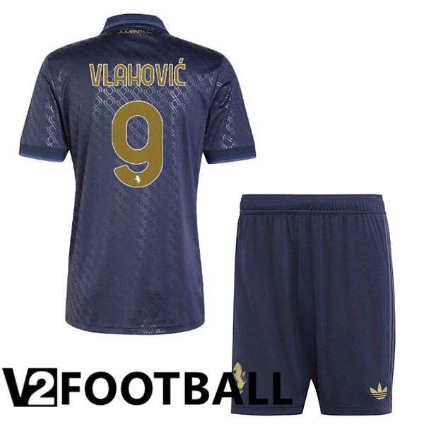 Juventus (VLAHOVIĆ 9) Kids Third Soccer Shirt Blue Royal 2024/2025