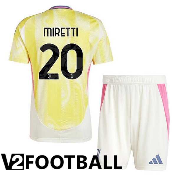 Juventus (MIRETTI 20) Kids Away Soccer Shirt Yellow 2024/2025