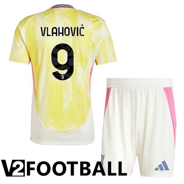 Juventus (VLAHOVIĆ 9) Kids Away Soccer Shirt Yellow 2024/2025