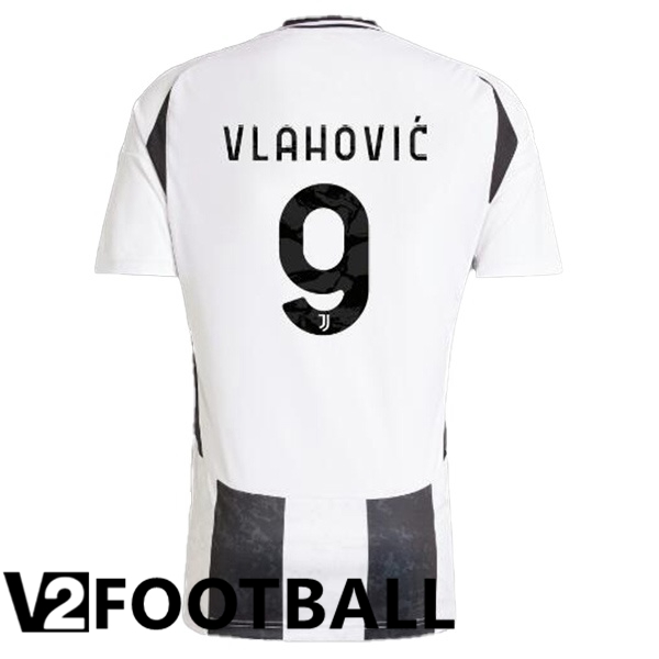 Juventus (VLAHOVIĆ 9) Home Soccer Shirt Black White 2024/2025