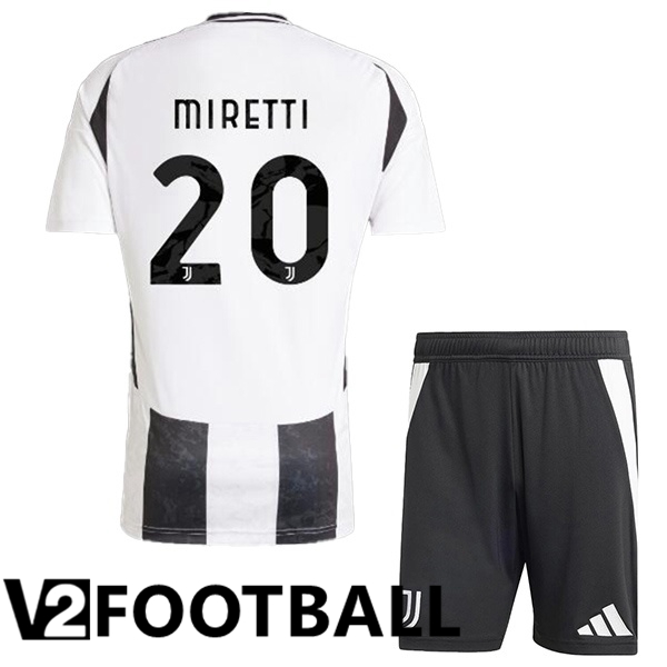 Juventus (MIRETTI 20) Kids Home Soccer Shirt Black White 2024/2025