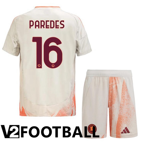 AS Rome (PAREDES 16) Kids Away Soccer Shirt White 2024/2025