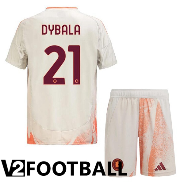 AS Rome (DYBALA 21) Kids Away Soccer Shirt White 2024/2025