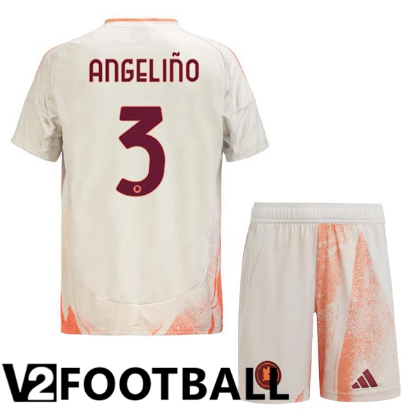 AS Rome (ANGELIÑO 3) Kids Away Soccer Shirt White 2024/2025