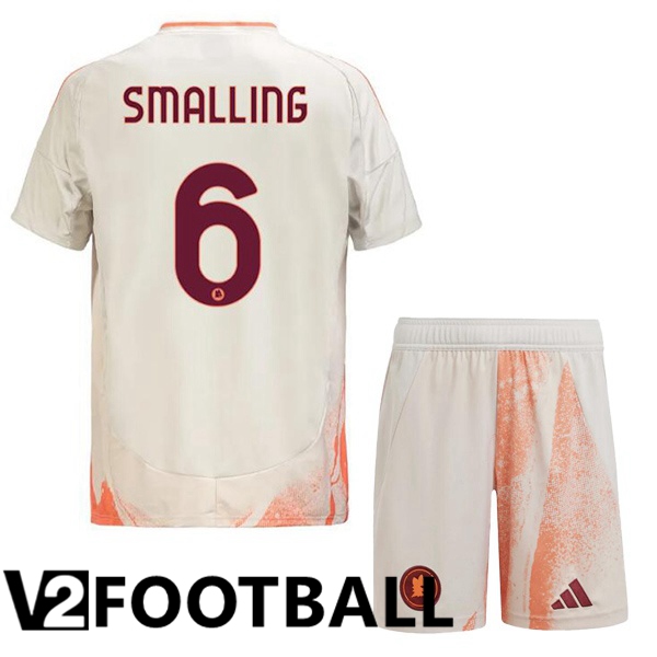 AS Rome (SMALLING 6) Kids Away Soccer Shirt White 2024/2025