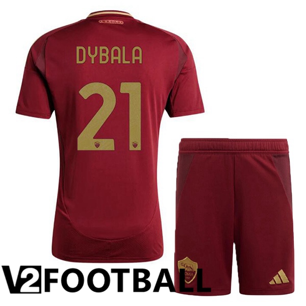 AS Rome (DYBALA 21) Kids Home Soccer Shirt Red 2024/2025