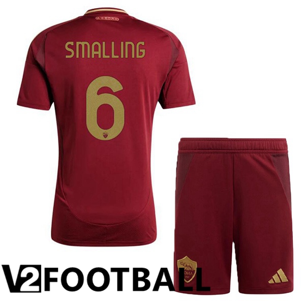 AS Rome (SMALLING 6) Kids Home Soccer Shirt Red 2024/2025