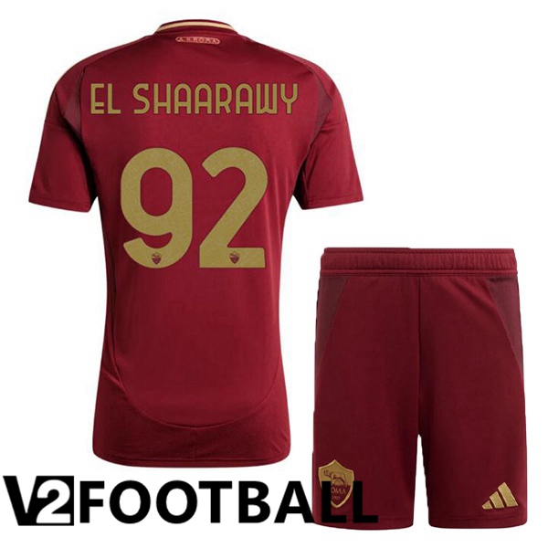 AS Rome (EL SHAARAWY 92) Kids Home Soccer Shirt Red 2024/2025