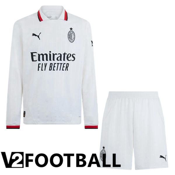 AC Milan Kids Away Soccer Shirt Long sleeve White 2024/2025