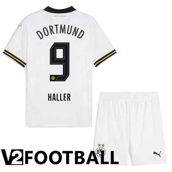 Dortmund BVB (Haller 9) Kids Away Soccer Shirt White 2024/2025