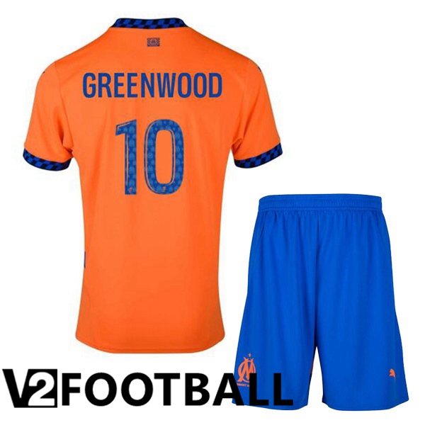 Marseille OM (GREENWOOD 10) Kids Third Soccer Shirt Orange 2024/2025