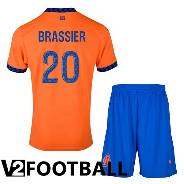 Marseille OM (BRASSIER 20) Kids Third Soccer Shirt Orange 2024/2025