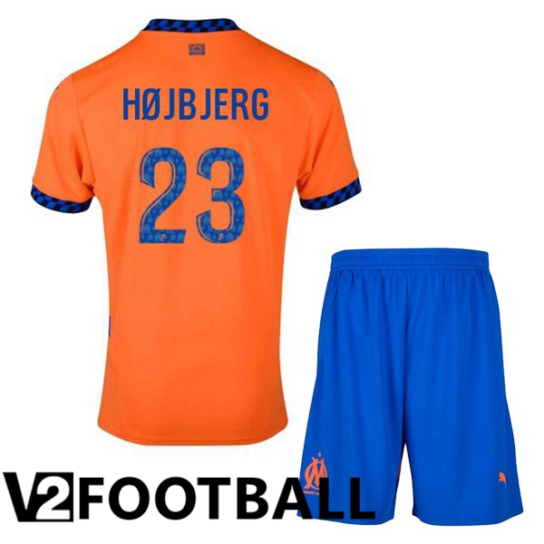 Marseille OM (HØJBJERG 23) Kids Third Soccer Shirt Orange 2024/2025