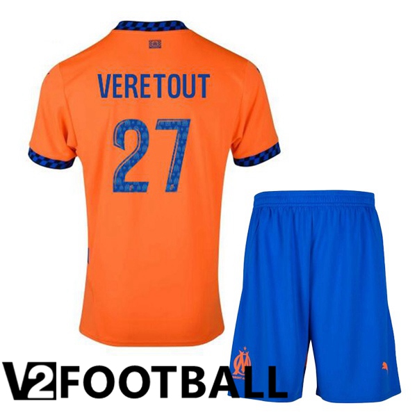 Marseille OM (VERETOUT 27) Kids Third Soccer Shirt Orange 2024/2025