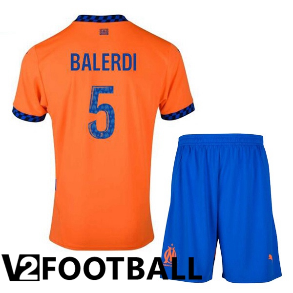 Marseille OM (BALERDI 5) Kids Third Soccer Shirt Orange 2024/2025