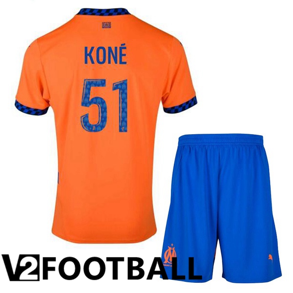 Marseille OM (KONÉ 51) Kids Third Soccer Shirt Orange 2024/2025