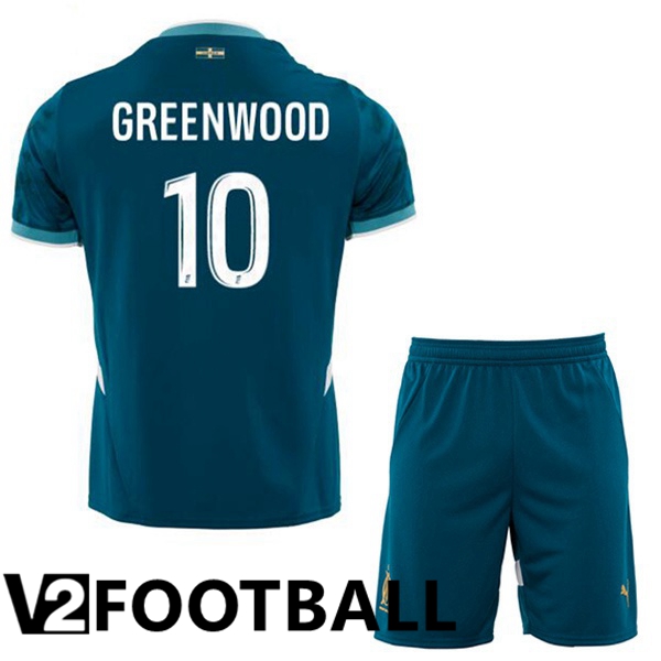 Marseille OM (GREENWOOD 10) Kids Away Soccer Shirt Blue 2024/2025