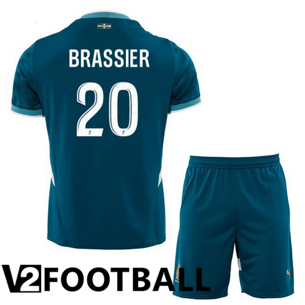 Marseille OM (BRASSIER 20) Kids Away Soccer Shirt Blue 2024/2025