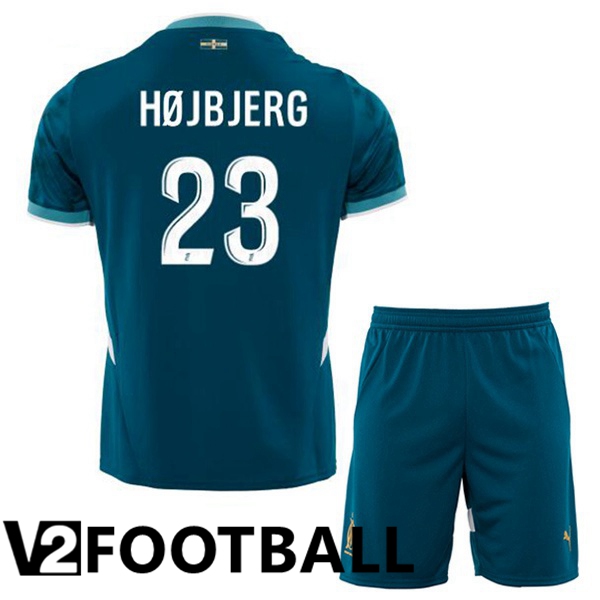 Marseille OM (HØJBJERG 23) Kids Away Soccer Shirt Blue 2024/2025