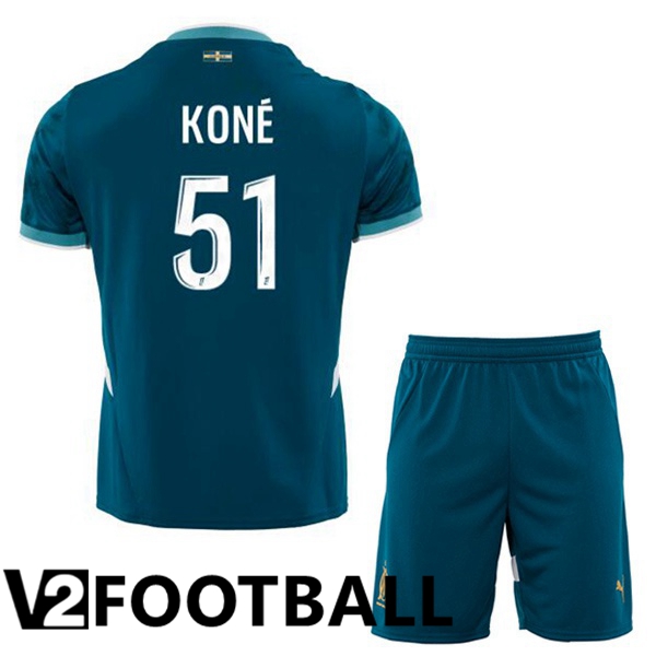 Marseille OM (KONÉ 51) Kids Away Soccer Shirt Blue 2024/2025