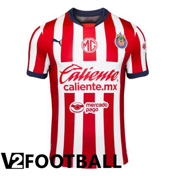 CD Guadalajara Home Soccer Shirt Red White 2024/2025