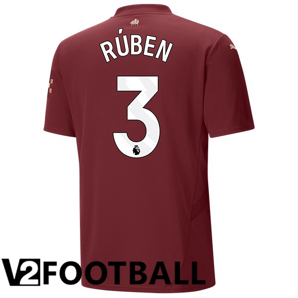 Manchester City (Ruben Dias 3) Third Soccer Shirt Brown 2024/2025