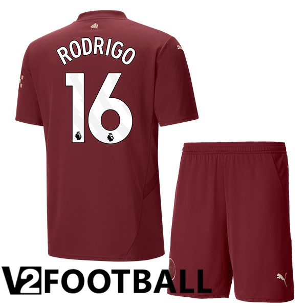 Manchester City (Rodrigo 16) Kids Third Soccer Shirt Brown 2024/2025