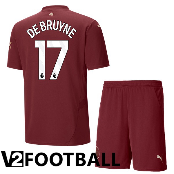 Manchester City (Kevin De Bruyne 17) Kids Third Soccer Shirt Brown 2024/2025