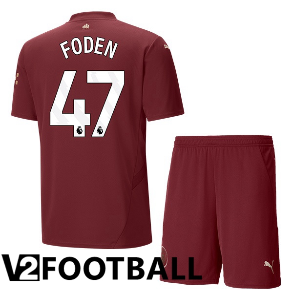 Manchester City (Phil Foden 47) Kids Third Soccer Shirt Brown 2024/2025